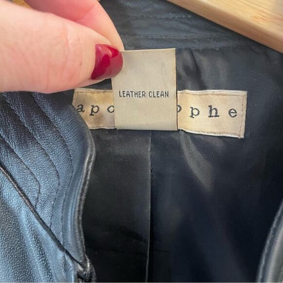 Vintage 90's Apostrophe Black Genuine Leather Jacket in Women's Size 16 - Picture 10 of 10